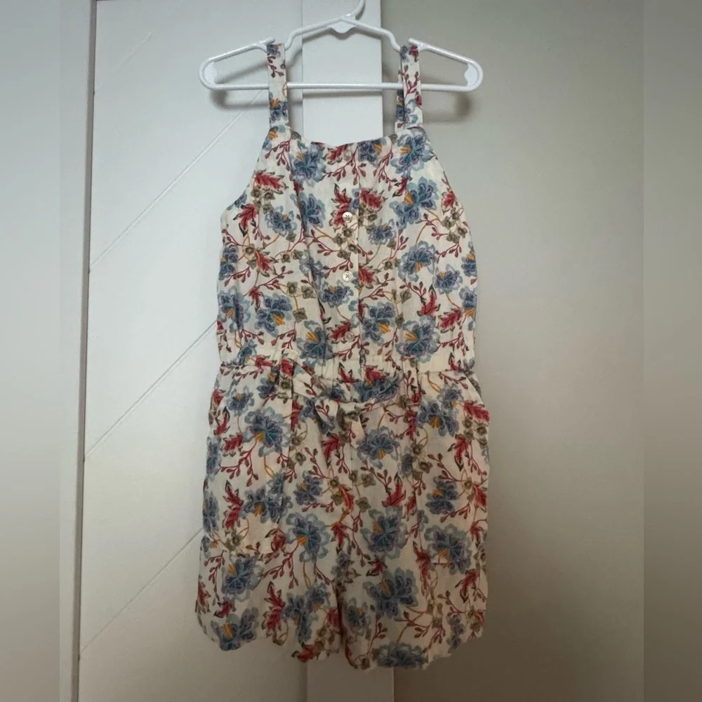 Old Navy Girls Floral Sleeveless Romper Linen Blend Size Medium (8)